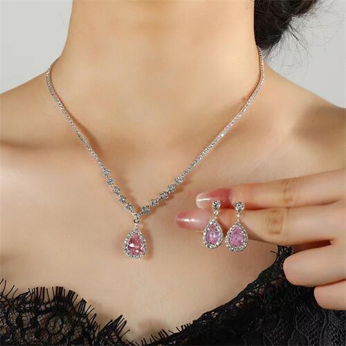 Prom Jewelry Set for Women Ladies Bridal Wedding Jewelry Sets for Brides Rhinestone Necklace and Earring Sets for Women Elegant Formal Bling Jewelry Sets for Woman Lady Evening Wear