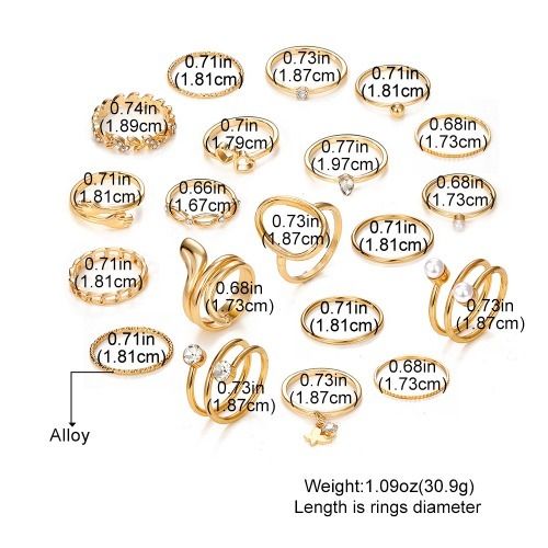 ‌PINCHUAN 9/20-Piece Knuckle Ring Set for Women Ladies - Stacking Rings with Cubic Zirconia & Pearl Accents, Dainty Jewelry Gift for Her (Valentine's/Mother's Day/Everyday)