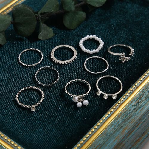‌PINCHUAN 9/20-Piece Knuckle Ring Set for Women Ladies - Stacking Rings with Cubic Zirconia & Pearl Accents, Dainty Jewelry Gift for Her (Valentine's/Mother's Day/Everyday)