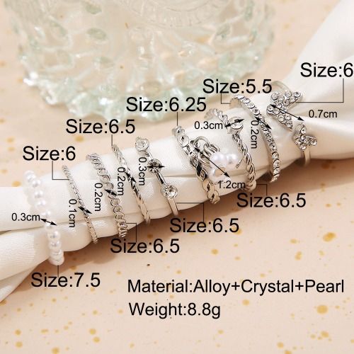 ‌PINCHUAN 9/20-Piece Knuckle Ring Set for Women Ladies - Stacking Rings with Cubic Zirconia & Pearl Accents, Dainty Jewelry Gift for Her (Valentine's/Mother's Day/Everyday)