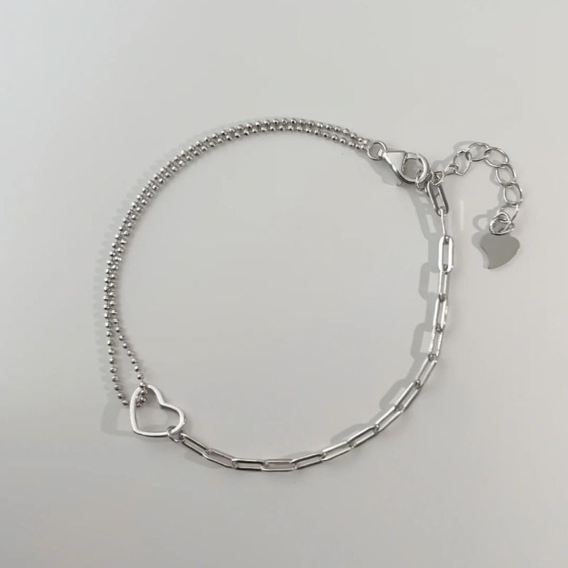 Heart Bracelet for Women Ladies, Love Heart Chain Bracelet Bangle, Women’s Link Bracelets