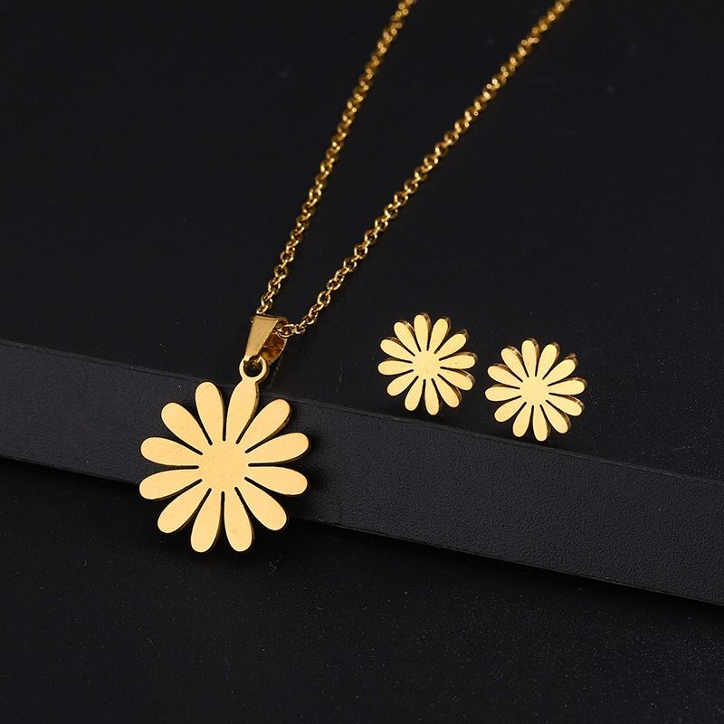 Necklace and Earrings Set Stainless Steel Jewelry Variety Styles Pattern Choose Necklace Length 45cm