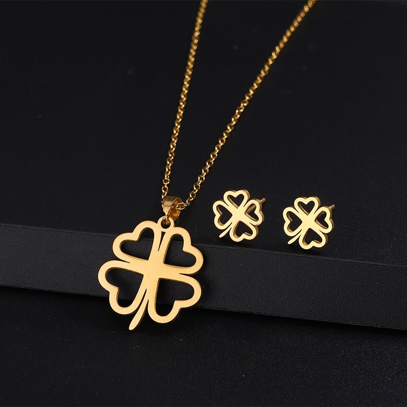 Necklace and Earrings Set Stainless Steel Jewelry Variety Styles Pattern Choose Necklace Length 45cm
