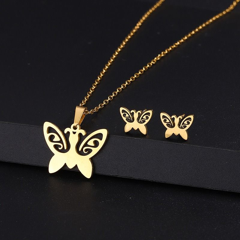 Necklace and Earrings Set Stainless Steel Jewelry Variety Styles Pattern Choose Necklace Length 45cm