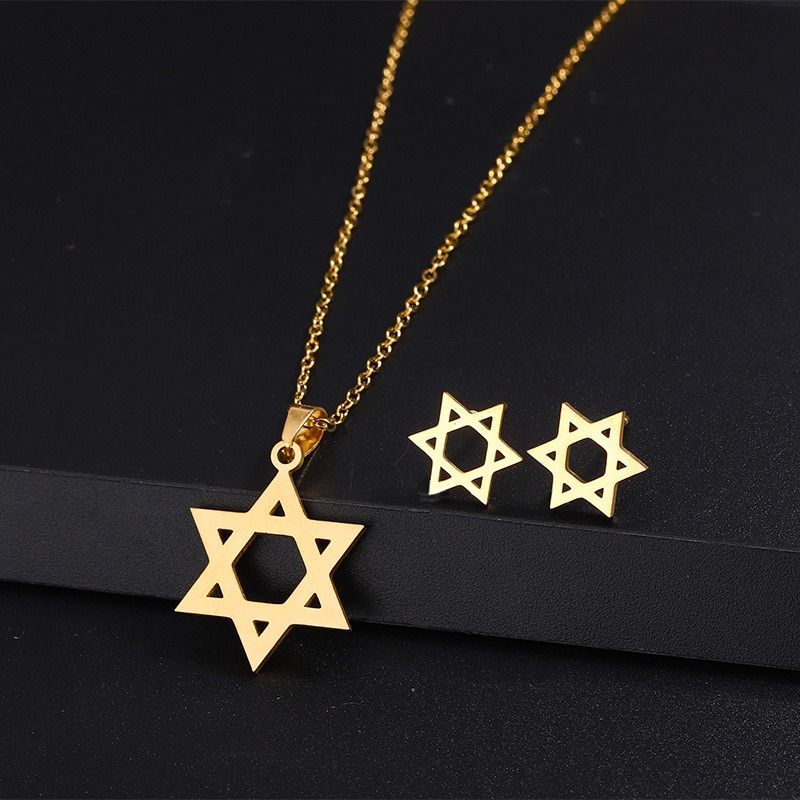 Necklace and Earrings Set Stainless Steel Jewelry Variety Styles Pattern Choose Necklace Length 45cm