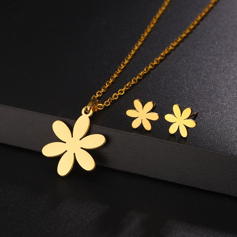 Necklace and Earrings Set Stainless Steel Jewelry Variety Styles Pattern Choose Necklace Length 45cm