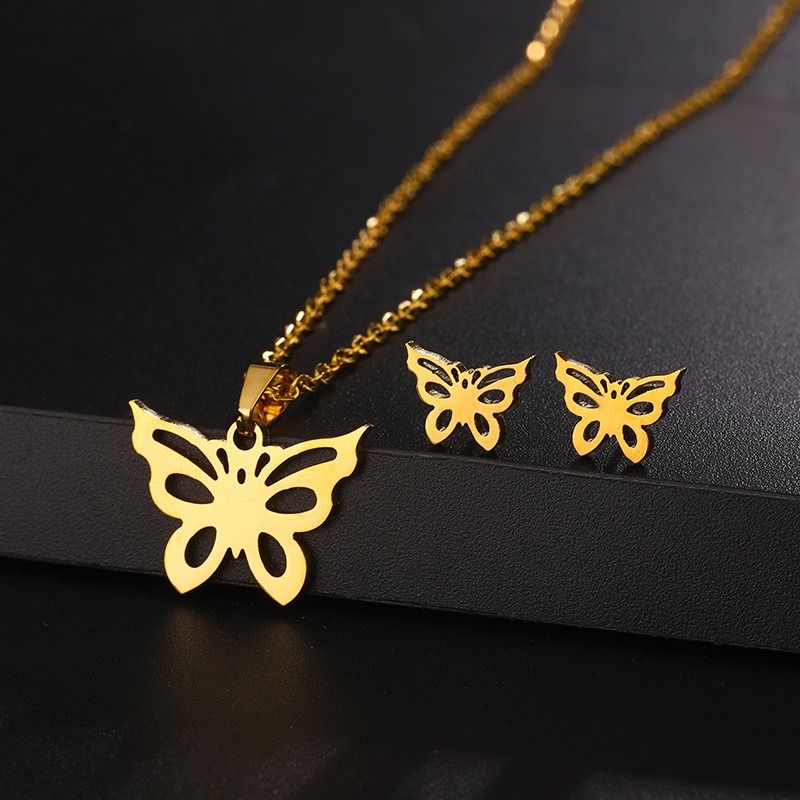 Necklace and Earrings Set Stainless Steel Jewelry Variety Styles Pattern Choose Necklace Length 45cm