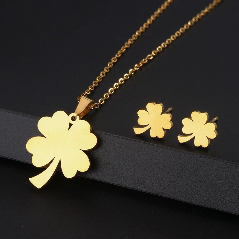 Necklace and Earrings Set Stainless Steel Jewelry Variety Styles Pattern Choose Necklace Length 45cm