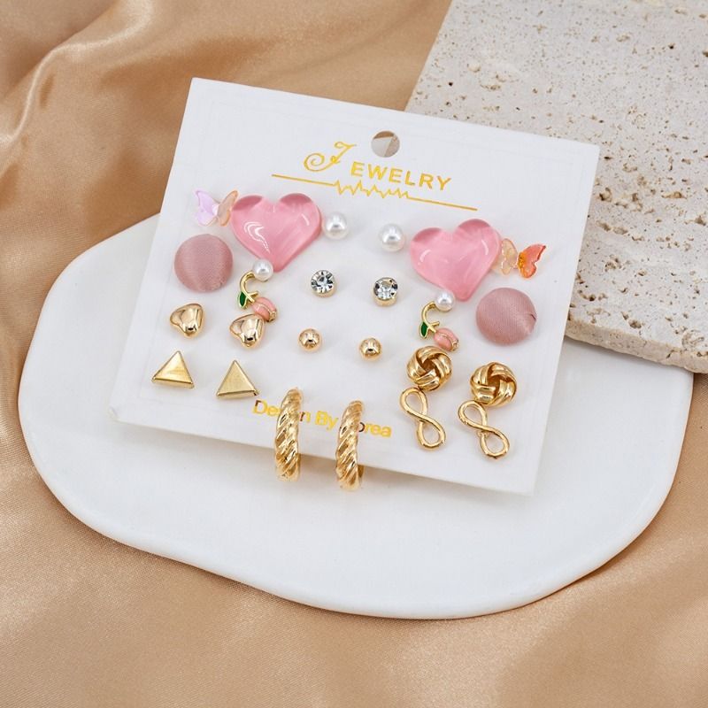 12 Pairs Earring Set for Women, Heart Earring Gold Plated Earring, Stud Earrings Huggie Hoop Earrings for Women Girls