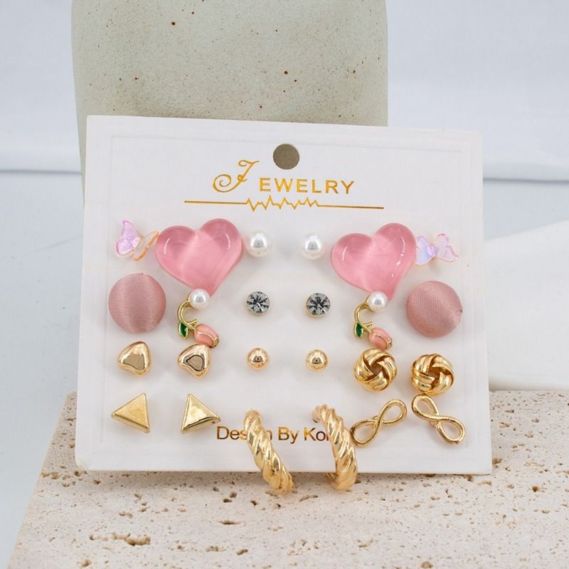 12 Pairs Earring Set for Women, Heart Earring Gold Plated Earring, Stud Earrings Huggie Hoop Earrings for Women Girls