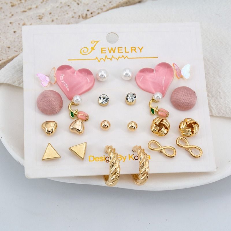 12 Pairs Earring Set for Women, Heart Earring Gold Plated Earring, Stud Earrings Huggie Hoop Earrings for Women Girls
