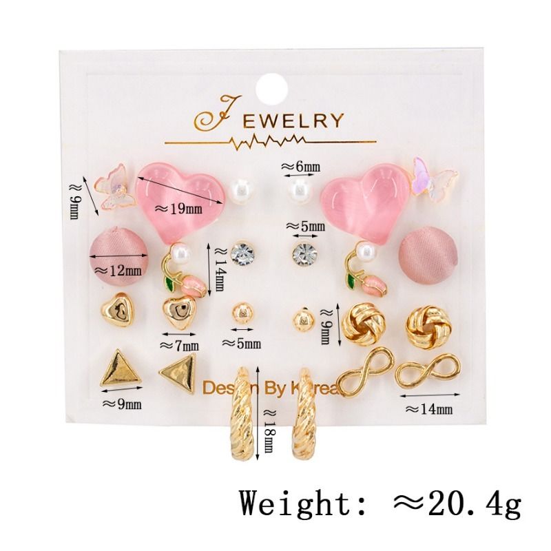 12 Pairs Earring Set for Women, Heart Earring Gold Plated Earring, Stud Earrings Huggie Hoop Earrings for Women Girls