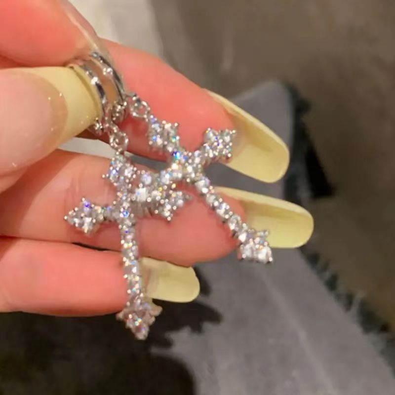 Cross Dangle Earring for Women Men Crystal Charms Drop Dangling Huggie Small Hoop Earrings Jewelry Gifts