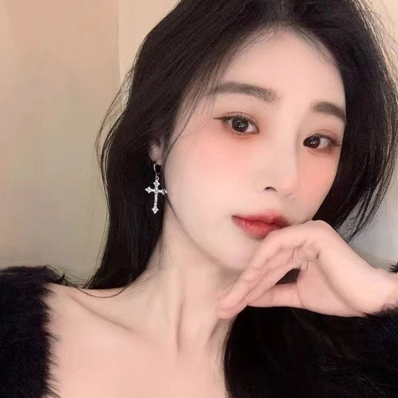 Cross Dangle Earring for Women Men Crystal Charms Drop Dangling Huggie Small Hoop Earrings Jewelry Gifts
