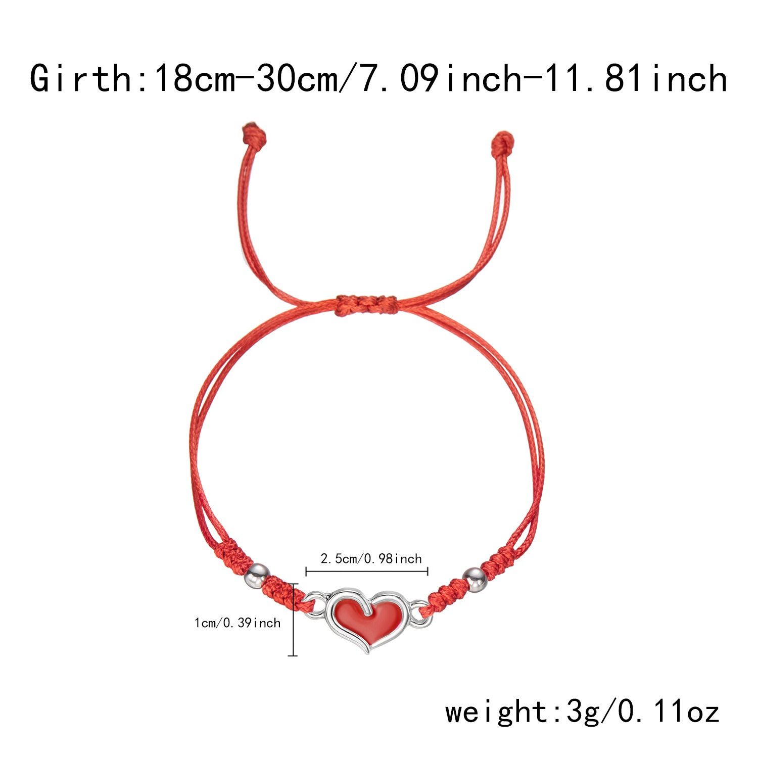 2 Pcs Heart Couple Bracelet Set Handmade Braided Adjustable Rope Bracelet Luminous Heart Charm Bracelets for Her Him Couples Friends Valentines Gift