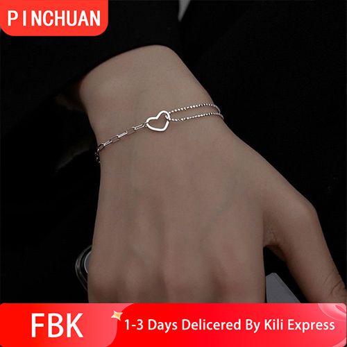 Heart Bracelet for Women Ladies, Love Heart Chain Bracelet Bangle, Women’s Link Bracelets