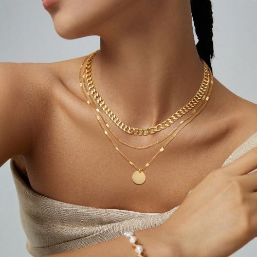Layering Necklaces For Ladies Women, Gold Necklace, Cuban Link, Twisted Rope and Twisted Chain, Trendy Layered Necklace