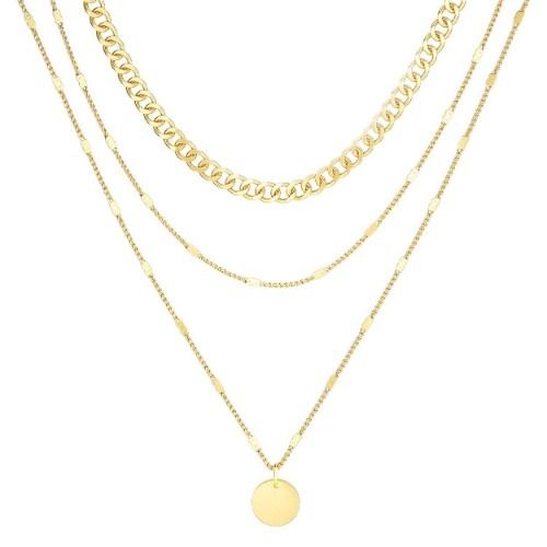 Layering Necklaces For Ladies Women, Gold Necklace, Cuban Link, Twisted Rope and Twisted Chain, Trendy Layered Necklace