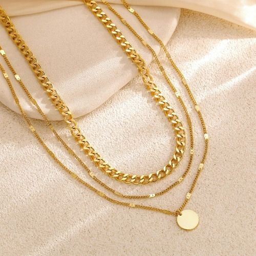 Layering Necklaces For Ladies Women, Gold Necklace, Cuban Link, Twisted Rope and Twisted Chain, Trendy Layered Necklace