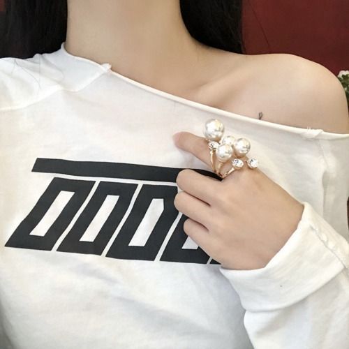 Pearl Ring for Ladies Women Promise Stacking Pearl Rings Adjustable Open Pearl Finger Ring Trendy Personality Pearl Jewerly Prom Dress Jewerly Fashion Accessories