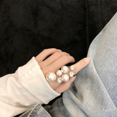 Pearl Ring for Ladies Women Promise Stacking Pearl Rings Adjustable Open Pearl Finger Ring Trendy Personality Pearl Jewerly Prom Dress Jewerly Fashion Accessories