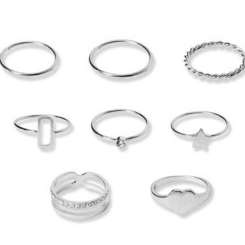 8PCS Dainty Stackable Knuckle Rings Set for Women 14K Gold Plated Rings Set for Women Open Stacking Ring for Women Chunky Heart Ring Simple Thumb Thin Rings Jewelry Gifts for Women