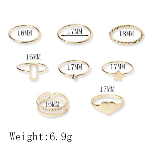8PCS Dainty Stackable Knuckle Rings Set for Women 14K Gold Plated Rings Set for Women Open Stacking Ring for Women Chunky Heart Ring Simple Thumb Thin Rings Jewelry Gifts for Women