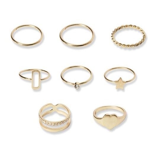 8PCS Dainty Stackable Knuckle Rings Set for Women 14K Gold Plated Rings Set for Women Open Stacking Ring for Women Chunky Heart Ring Simple Thumb Thin Rings Jewelry Gifts for Women