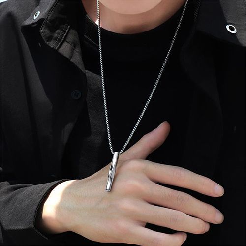 Minimalist Spiral Necklace - Unisex Titanium Steel Long Chain, Hip Hop Couples Jewelry Gift
