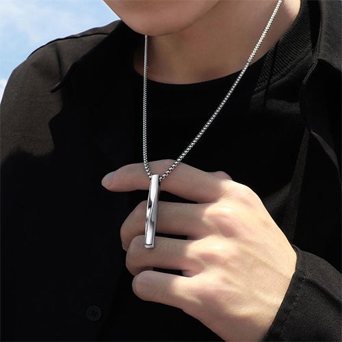 Minimalist Spiral Necklace - Unisex Titanium Steel Long Chain, Hip Hop Couples Jewelry Gift