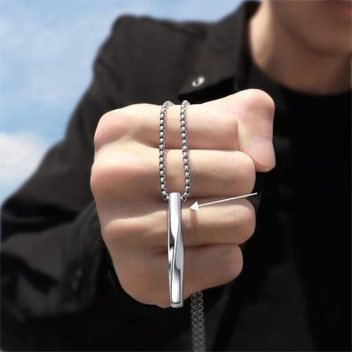 Minimalist Spiral Necklace - Unisex Titanium Steel Long Chain, Hip Hop Couples Jewelry Gift