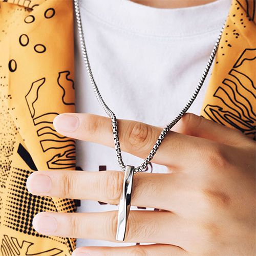 Minimalist Spiral Necklace - Unisex Titanium Steel Long Chain, Hip Hop Couples Jewelry Gift