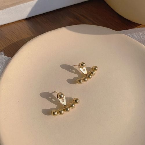 Front Back Double Sided Earrings Round Bead Stud Earrings for Ladies Women Jewelry Fashion Accessories Creative Gift