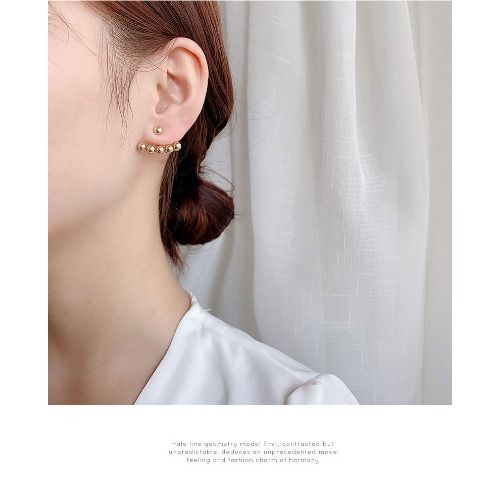 Front Back Double Sided Earrings Round Bead Stud Earrings for Ladies Women Jewelry Fashion Accessories Creative Gift