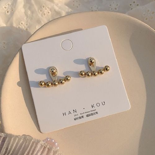 Front Back Double Sided Earrings Round Bead Stud Earrings for Ladies Women Jewelry Fashion Accessories Creative Gift