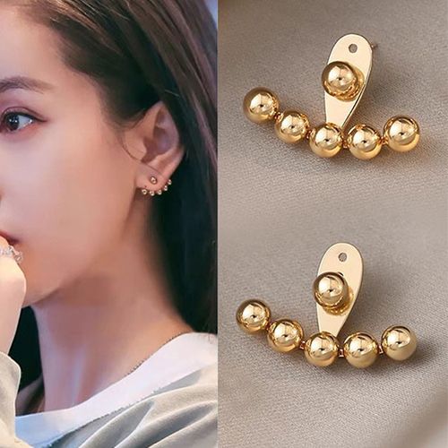 Front Back Double Sided Earrings Round Bead Stud Earrings for Ladies Women Jewelry Fashion Accessories Creative Gift