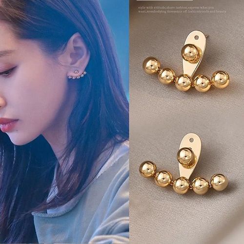 Front Back Double Sided Earrings Round Bead Stud Earrings for Ladies Women Jewelry Fashion Accessories Creative Gift