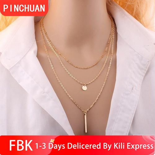 ‌3-Layer Adjustable Necklace Set for Women - Plated Layered Chains with Pendant Clusters, Boho Multilayer Jewelry Gift for Her (Wedding, Birthday, Everyday)‌