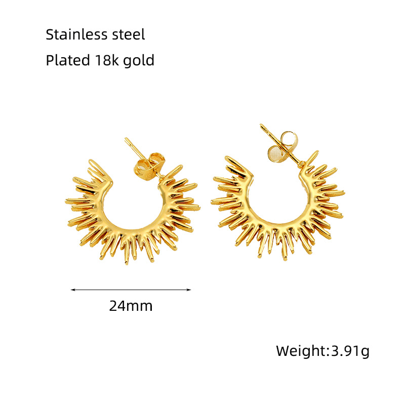Fan-Shaped SUNFLOWER Earrings for Women Simple Graceful Vintage Earrings Irregular with Personality Niche High-Grade Earrings