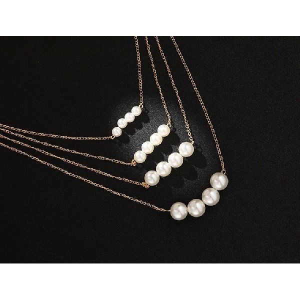 Pearl Necklaces for Women Ladies Multi-layer  Large and Small  Pearl Necklace Choker Jewelry