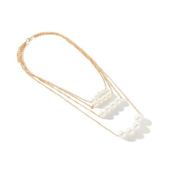Pearl Necklaces for Women Ladies Multi-layer  Large and Small  Pearl Necklace Choker Jewelry