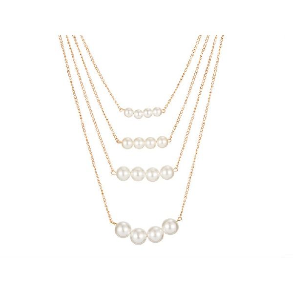 Pearl Necklaces for Women Ladies Multi-layer  Large and Small  Pearl Necklace Choker Jewelry