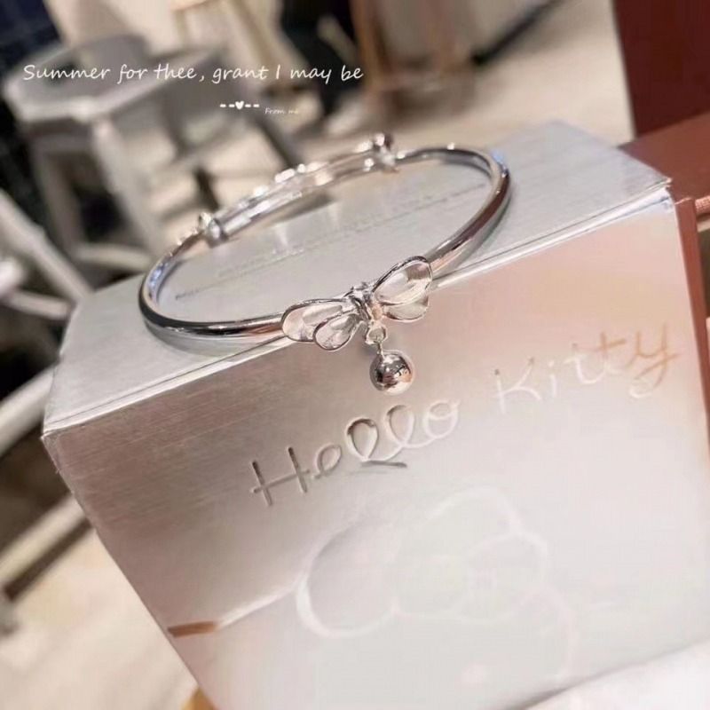 Bow Bracelet for Women Ladies - Silver Butterfly Charm Bracelet with Bell, Adjustable Dainty Jewelry Gift for Wife/Girlfriend‌