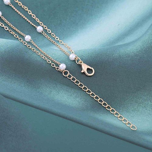 Layered Pearl Camellia Choker Necklace for Women Ladies Gold Pearl Y Lariat Necklace Enamel Rose Flower Pendant Necklace White Camellia Pearl Necklace Jewelry Gifts
