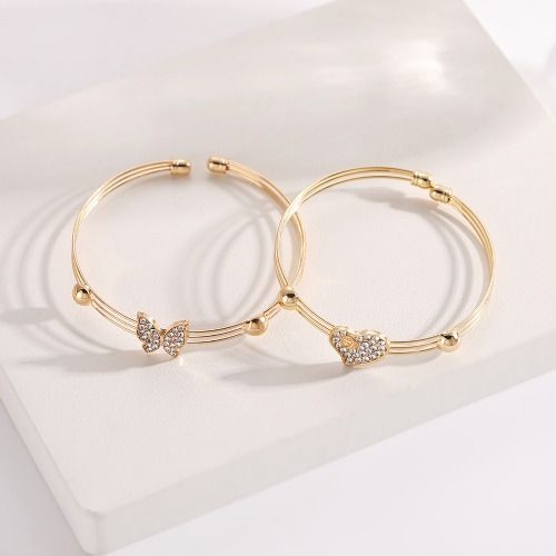 Butterfly Jewelry Set for Women Ladies Diamond Love Heart Necklace Ring Bracelet Suit