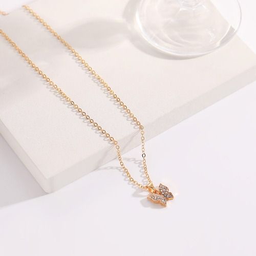 Butterfly Jewelry Set for Women Ladies Diamond Love Heart Necklace Ring Bracelet Suit
