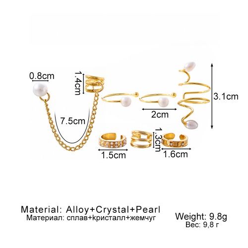7 PCS/Set Earrings Ear Clips for Women Ladies, Punk Earrings, Pearl Earrings, Tassel Chain Earrings