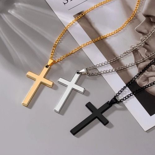 PINCHUAN Cross Necklace for Men Light Sensing Pendant Necklace Necklace Length 60cm Hip Hop Necklace