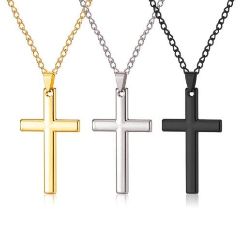 PINCHUAN Cross Necklace for Men Light Sensing Pendant Necklace Necklace Length 60cm Hip Hop Necklace