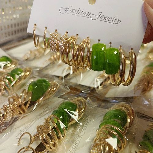5 Pair Earrings Set for Women Ladies, Metal Hoops, Pearl Earrings, Statement Earrings, Simple Hoops